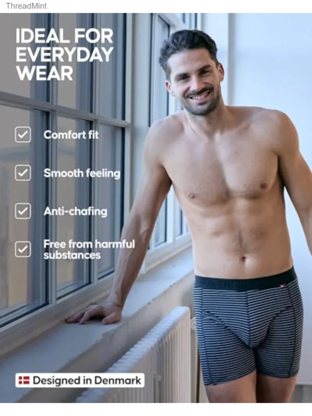 Organic Cotton Boxer Briefs Trunks Men 3 & 6-Pack Short Leg No-Pinch Waistband